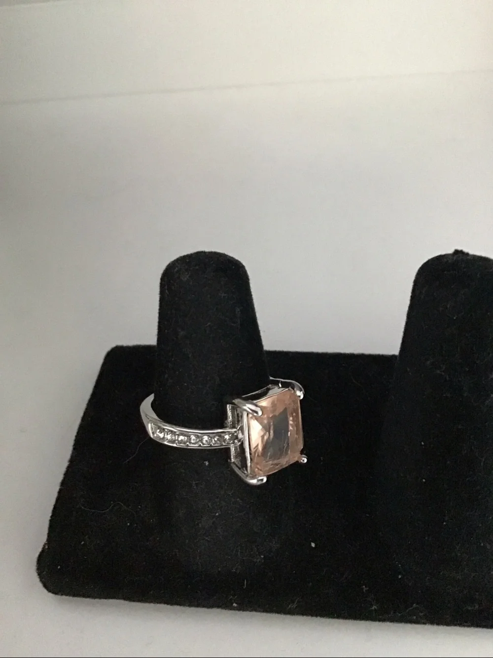 Glamorous Cushion/Emerald Cut Crystal Cocktail Ring